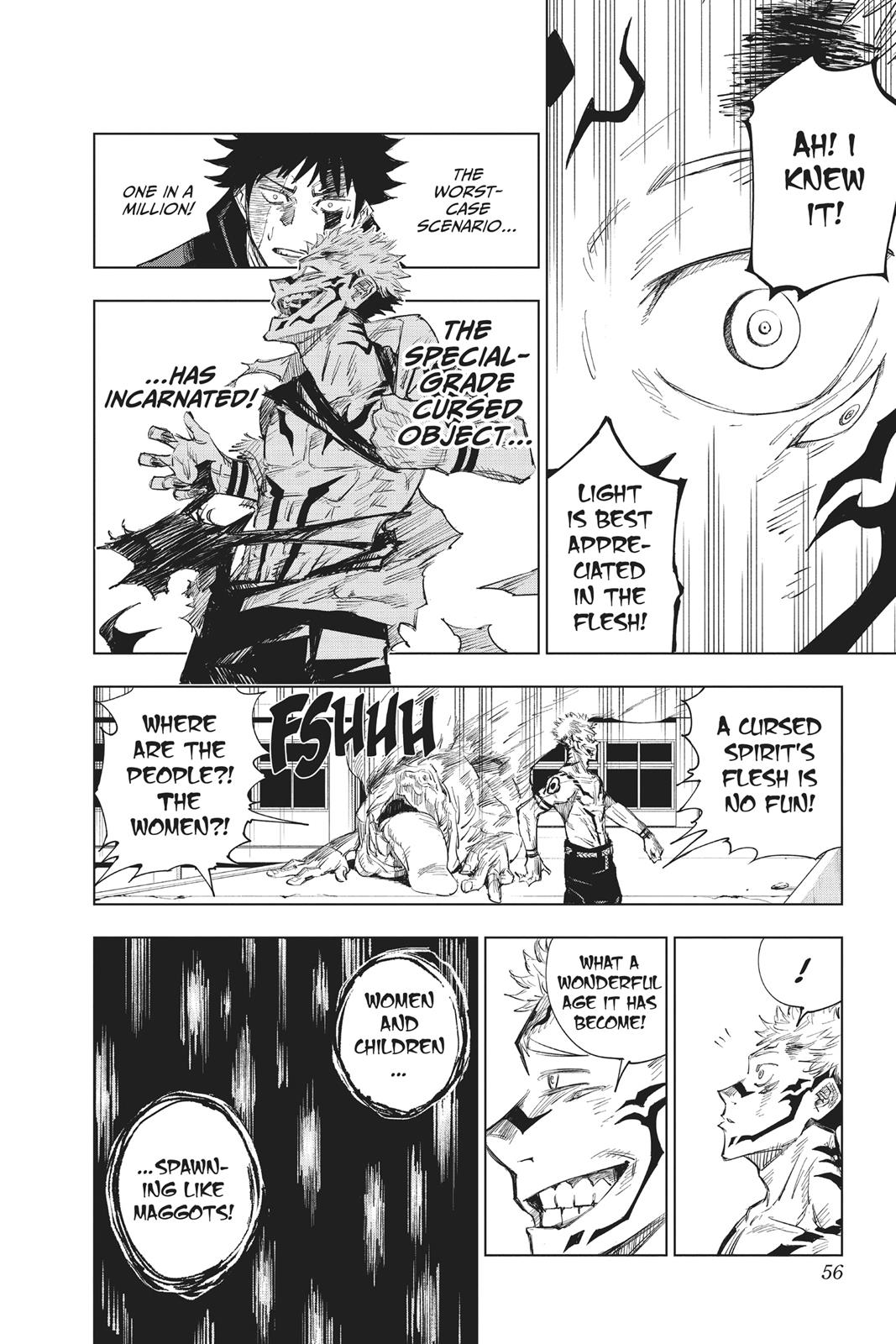 Jujutsu Kaisen Manga Chapter 1 page 54 - Ryomen Sukuna scene