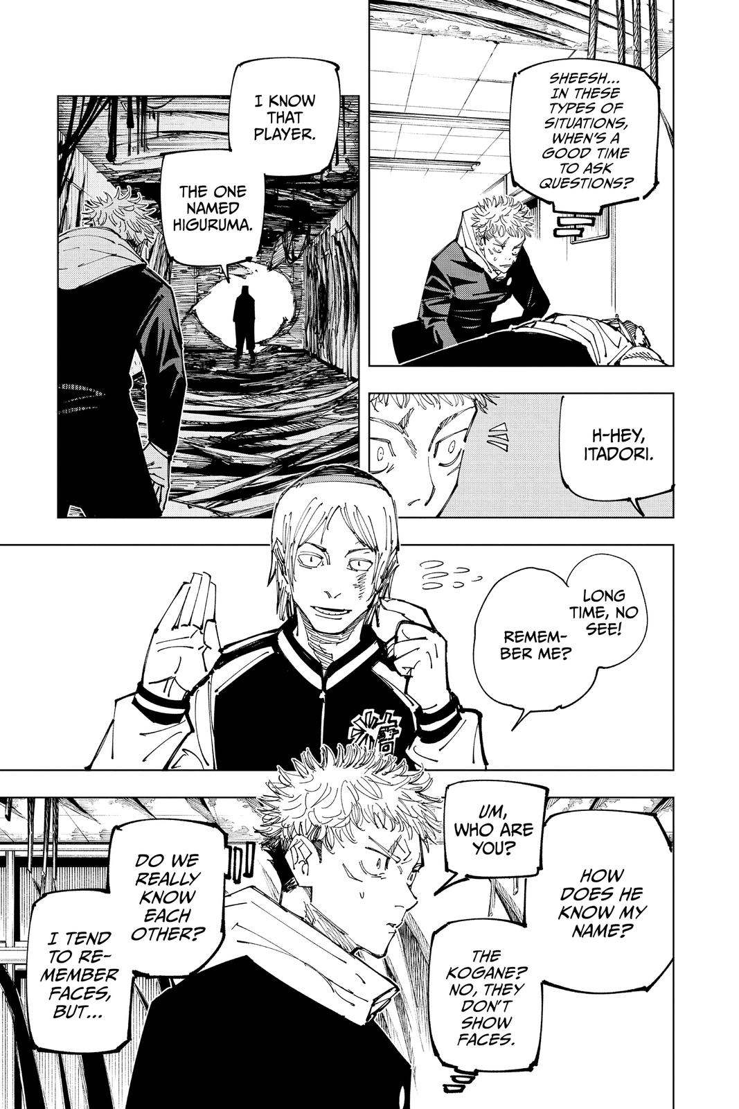 Jujutsu Kaisen Manga Chapter 162 page 19 - Tokyo No. 1 Colony, Part 2 scene