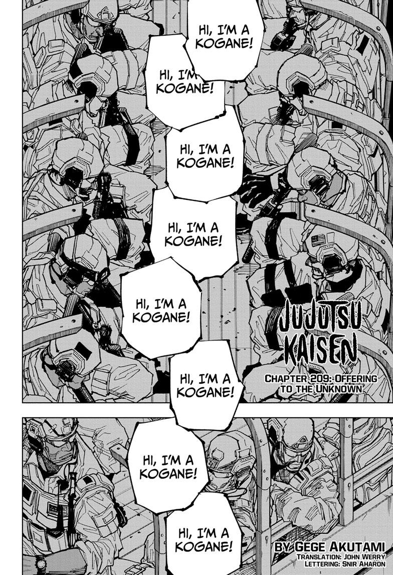 Jujutsu Kaisen Manga Chapter 209 page 3 - Offering to the Unknown scene
