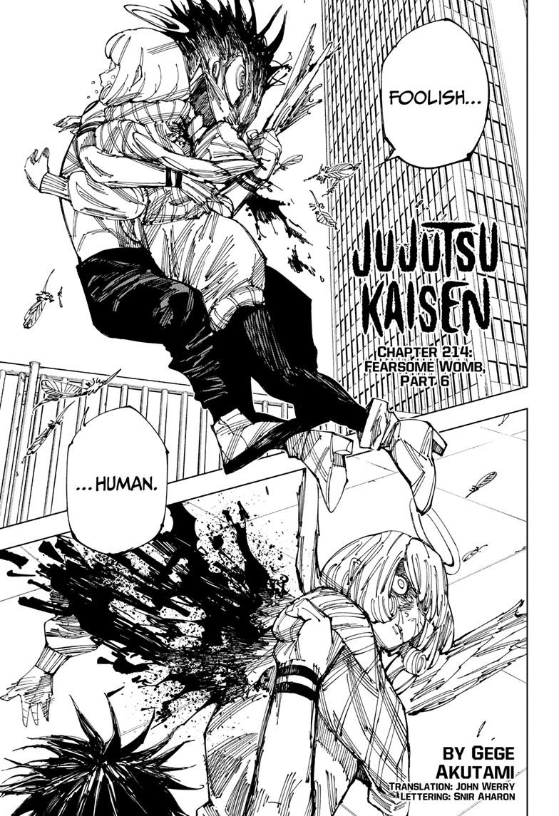 Jujutsu Kaisen Manga Chapter 214 page 1 - Fearsome Womb, Part 6 scene