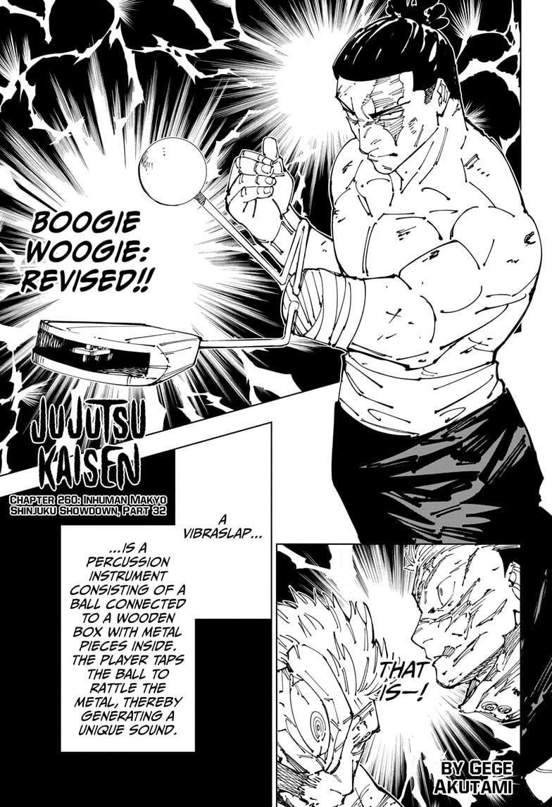 Jujutsu Kaisen Manga Chapter 260 page 1 - Inhuman Makyo Shinjuku Showdown, Part 32 scene