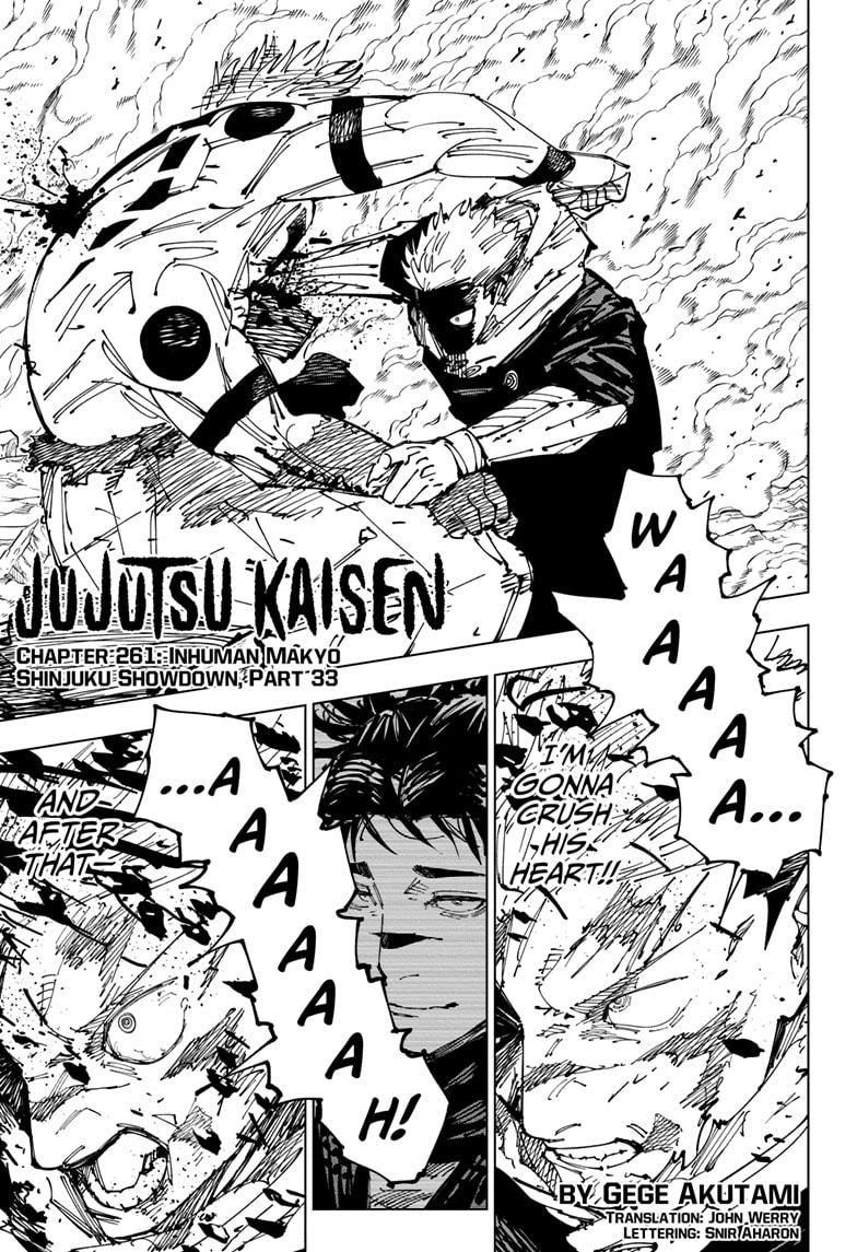 Jujutsu Kaisen Manga Chapter 261 page 1 - Inhuman Makyo Shinjuku Showdown, Part 33 scene