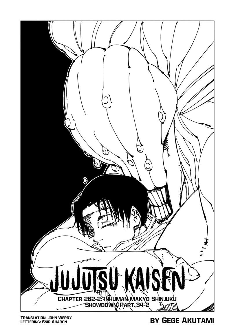 Jujutsu Kaisen Manga Chapter 262.2 page 1 - Inhuman Makyo Shinjuku Showdown, Part 34-2 scene