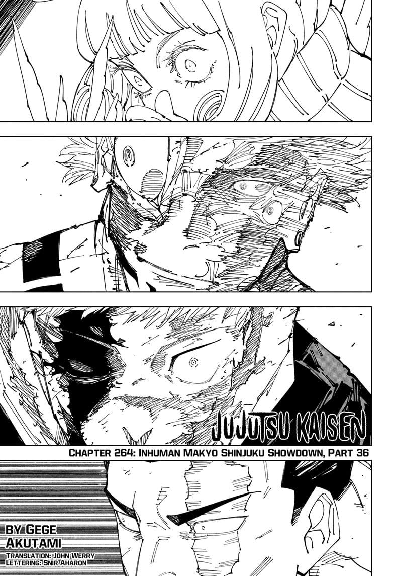 Jujutsu Kaisen Manga Chapter 264 page 1 - Inhuman Makyo Shinjuku Showdown, Part 36 scene