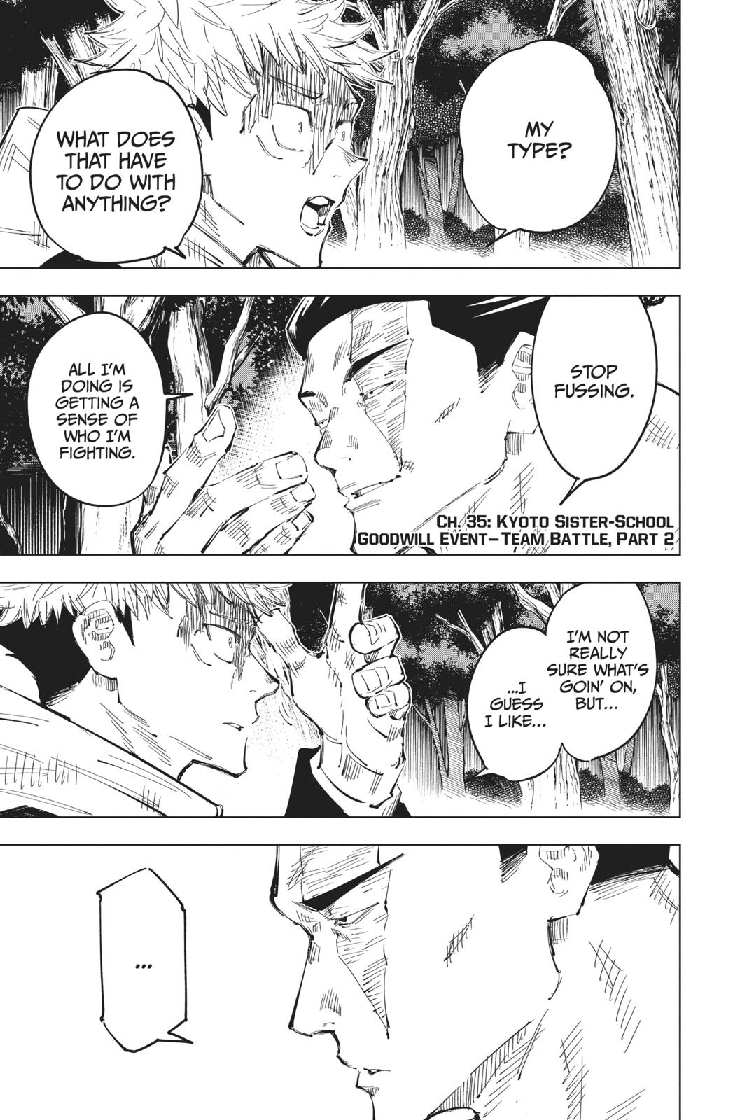 Jujutsu Kaisen Manga Chapter 35 page 7 - Kyoto Sister School Goodwill Event - Team Battle, Part 2 scene